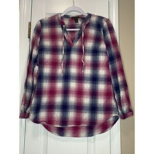 Bit And Bridle Womens S‎ Lightweight Pink Plaid 3/4 Sleeve Tie Horse Shirt